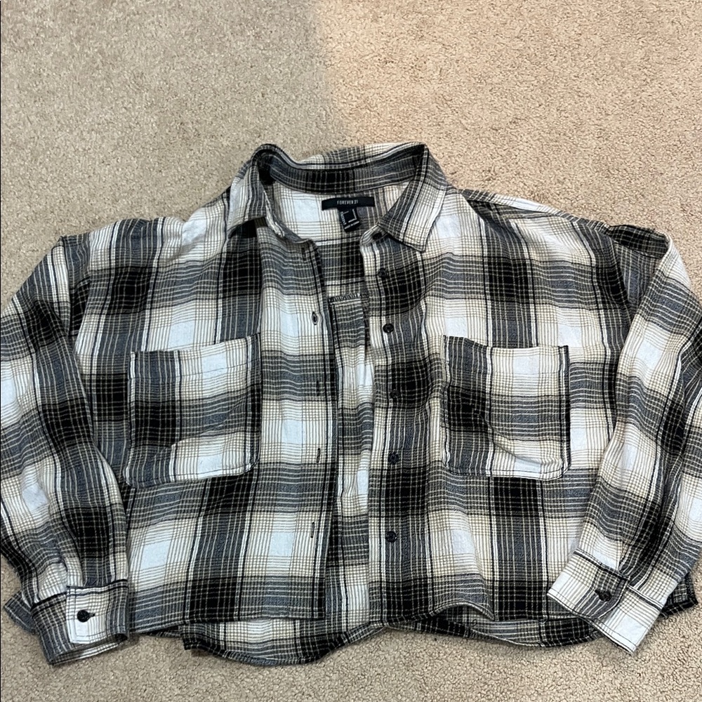 Women's Black and White Plaid Shirt